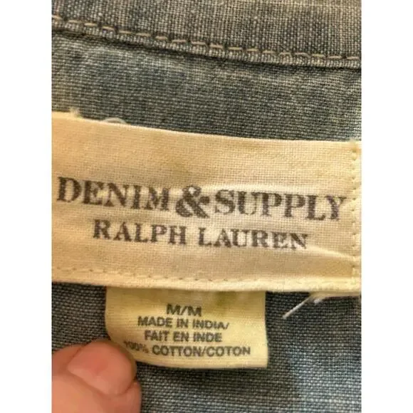 Denim & Supply Ralph Lauren Flag Yoke Denim Snap Shirt M Patriotic USA - Picture 7 of 8